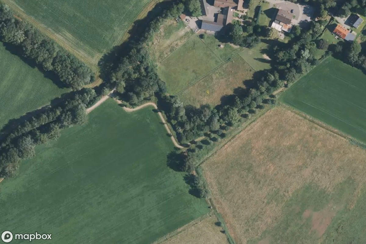 Aerial satellite view of Kegelbahn, an abandoned  in Hörstel, Germany