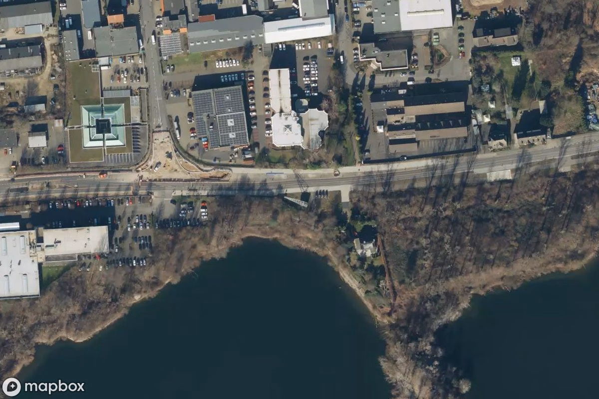 Aerial satellite view of Bagger, an abandoned Vehicle in Monheim am Rhein, Germany