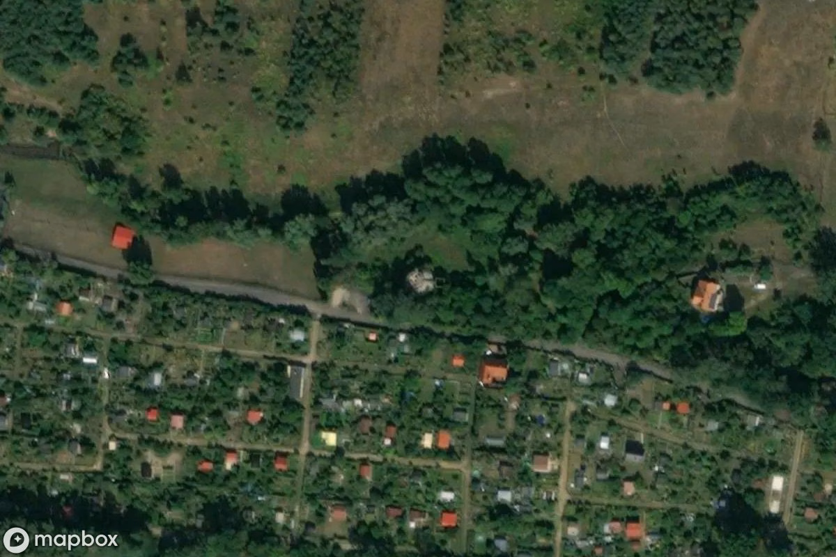 Satelitní letecký pohled na Pumpstation Post-Deutsch, opuštěné Elektrárna v Zielona Góra, Polsko