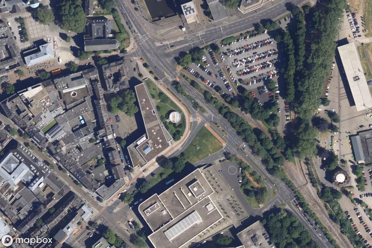 Satelitní letecký pohled na Turm, opuštěné Věž v Neuss, Německo