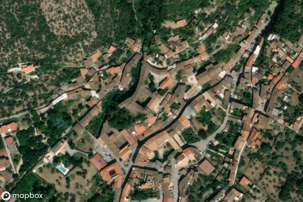 Aerial satellite view of Palazzo Ducale, an abandoned Castle in Piedimonte Matese, Italy