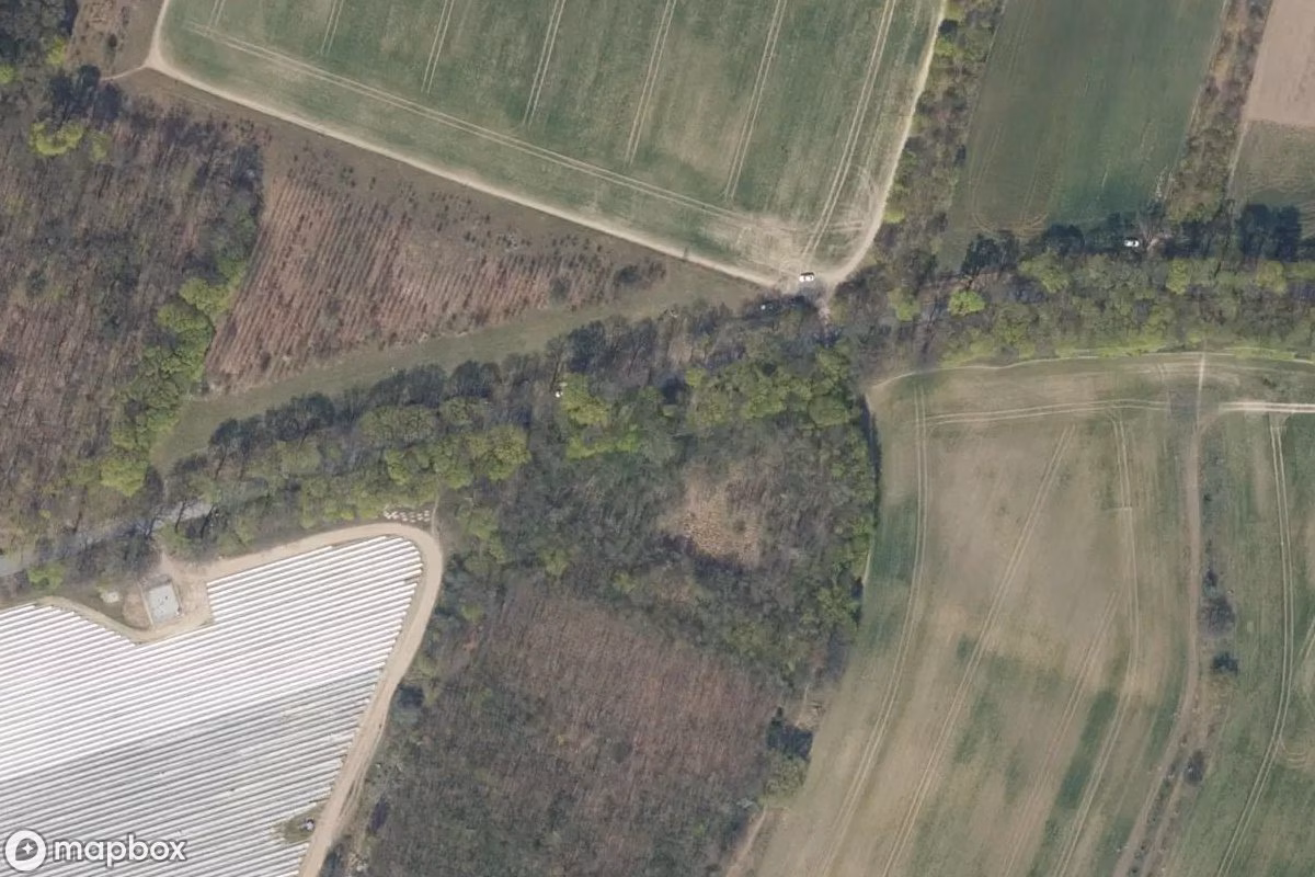 Satellitbillede set fra luften af Bunker, et forladt Bunker i Schönefeld, Tyskland