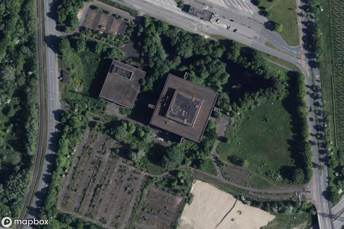 Satellietbeeld vanuit de lucht van Werk, een verlaten Fabriek in Bremen, Duitsland