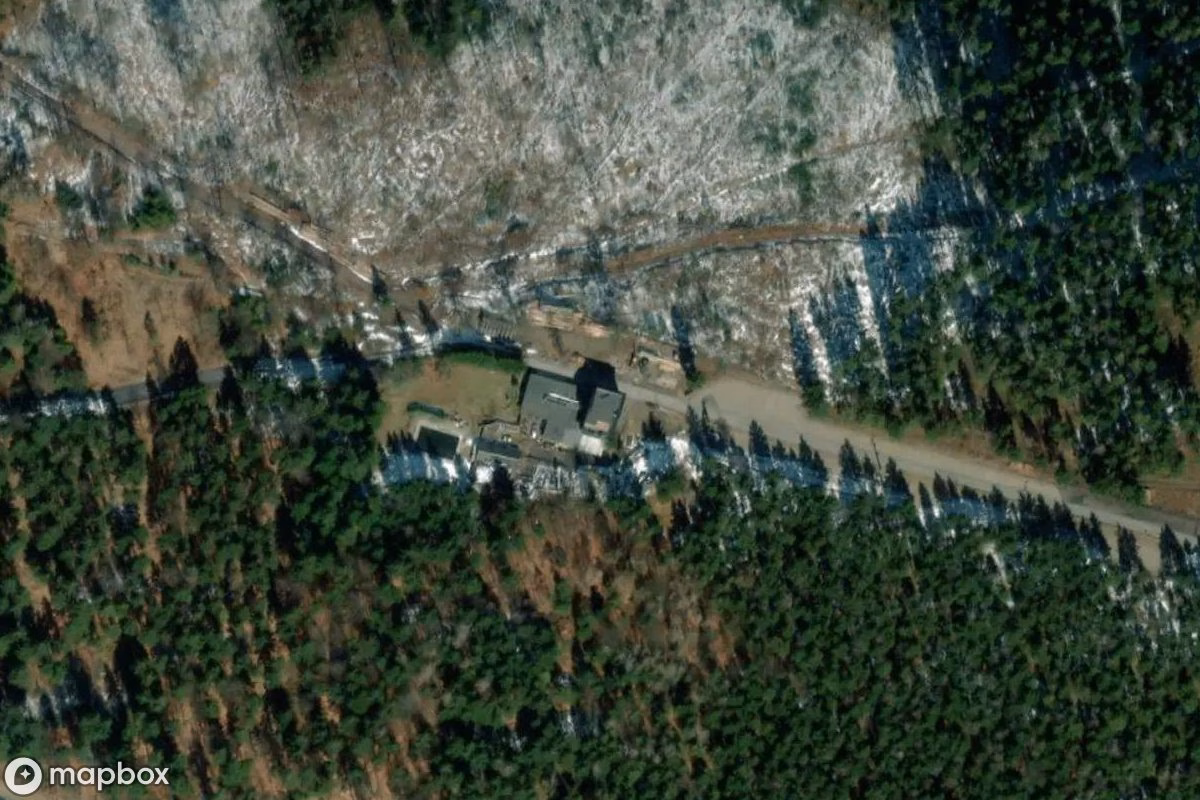 Satelitní letecký pohled na Gasthof, opuštěné Hotel v Steinach, Německo