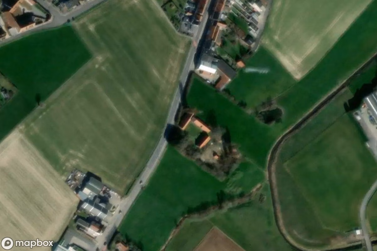 Aerial satellite view of Hof, an abandoned Farm in Harelbeke, Belgium