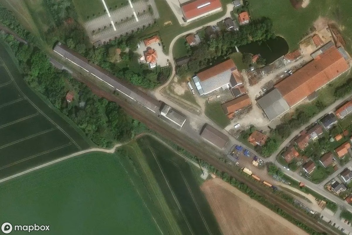 Satelitní letecký pohled na Bahnhof, opuštěné Nádraží v Salksdorf, Německo