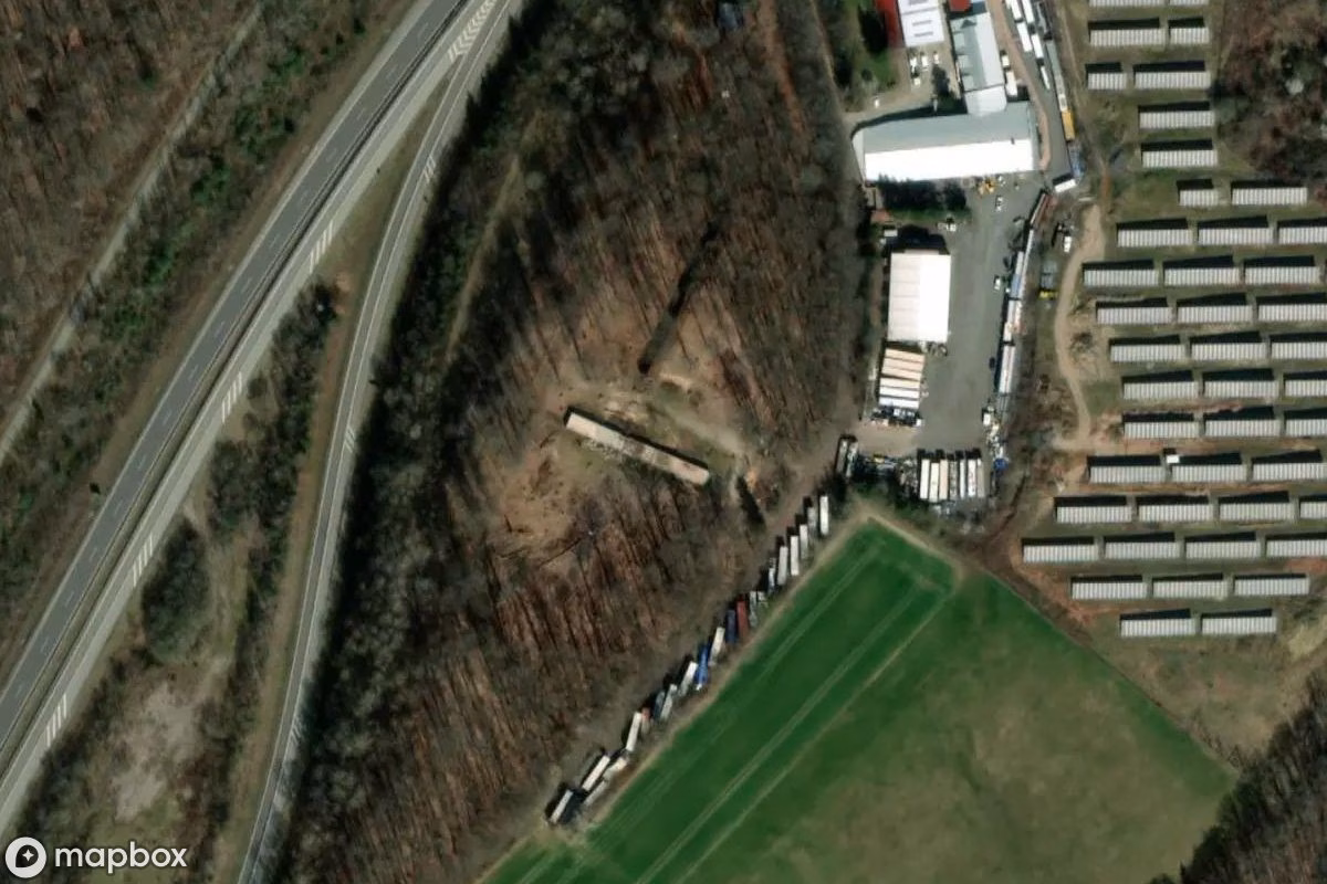 Aerial satellite view of Raubtiergehege, an abandoned in Höheischweiler, Germany