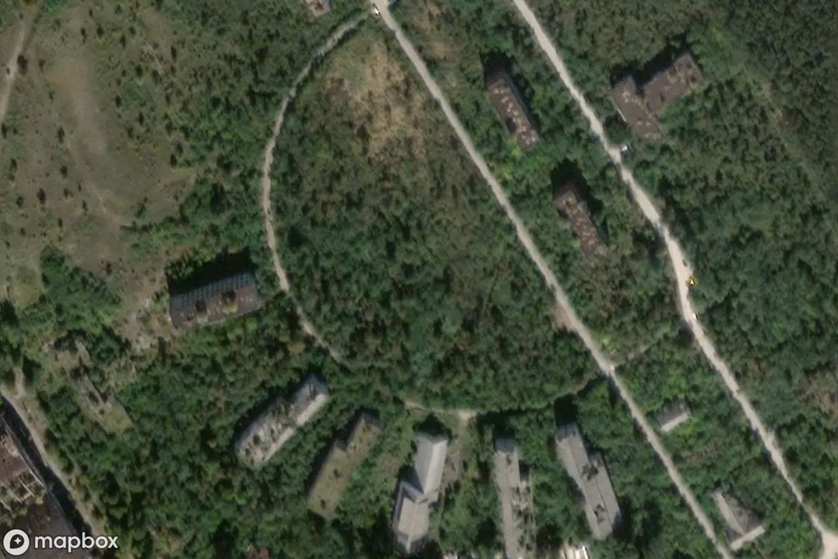 Aerial satellite view of Militär, an abandoned Military Site in Szentkirályszabadja, Hungary