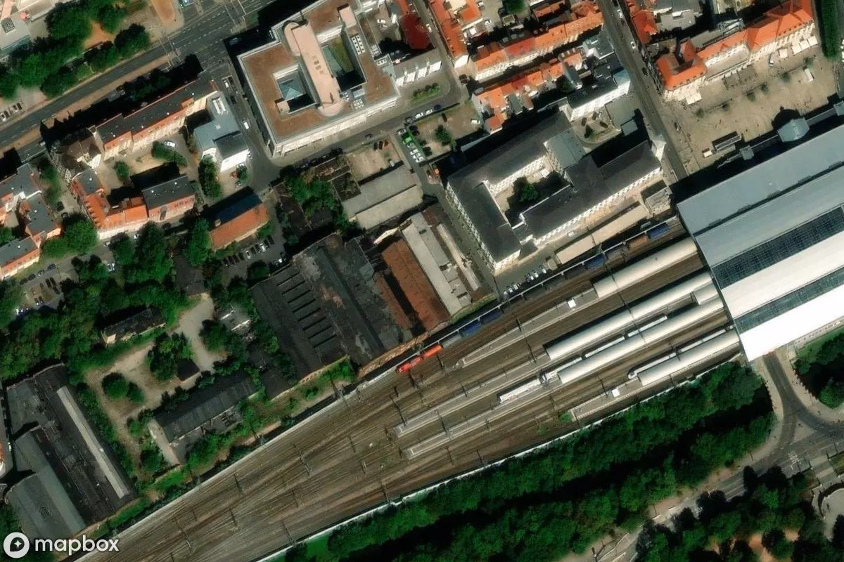 Satelitarny widok z lotu ptaka Bahngelände, opuszczone  w Erfurt, Niemcy