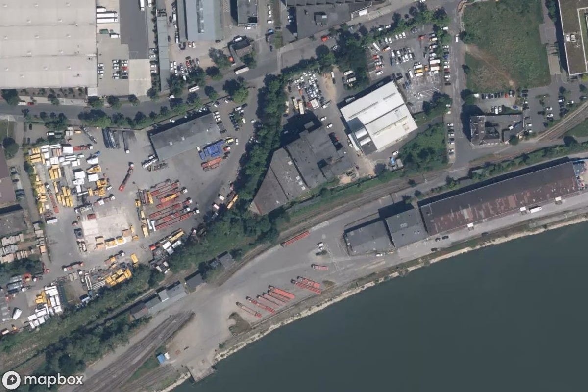 Satellitbillede set fra luften af Fabrik, et forladt Fabrik i Dusseldorf, Tyskland