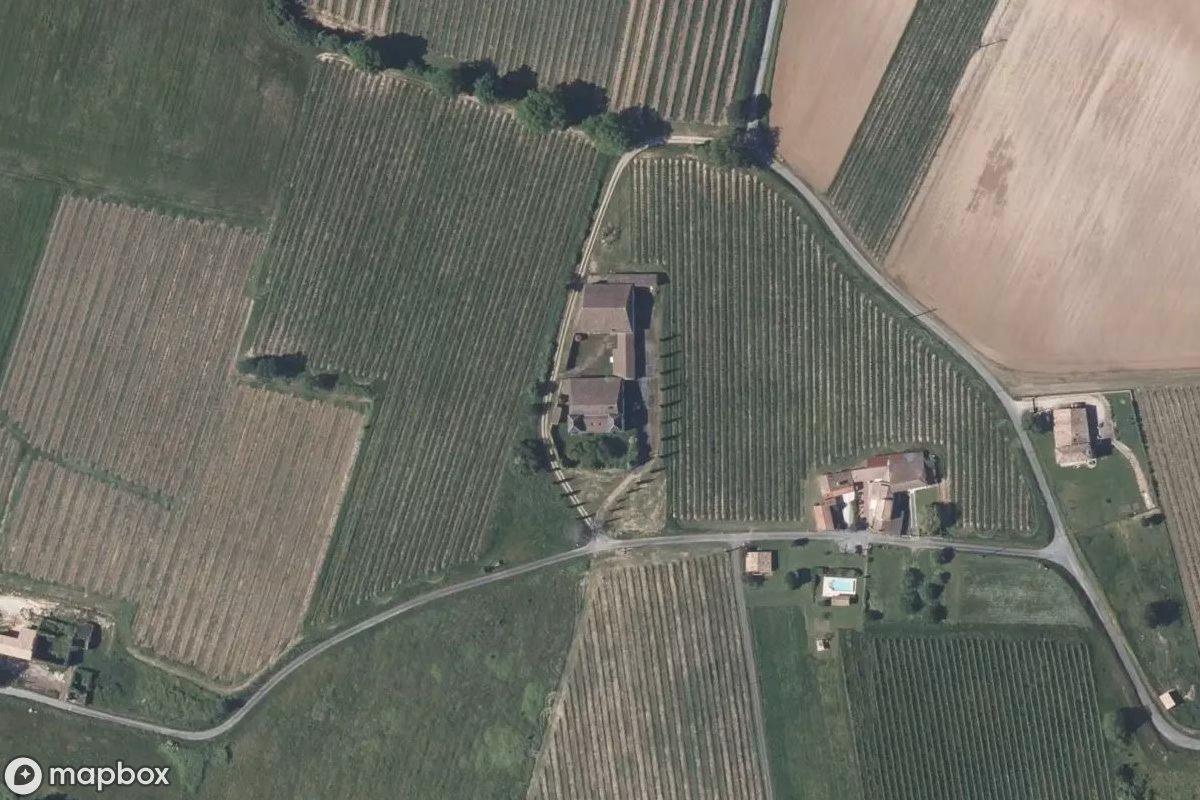 Aerial satellite view of Manoir De, an abandoned Residence in Massugas, France