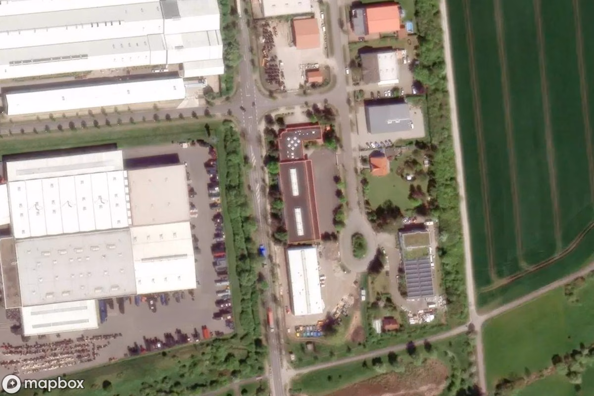 Satellittbilde fra luften av Spedition, et forlatt Lagerbygning i Rehestädt, Tyskland