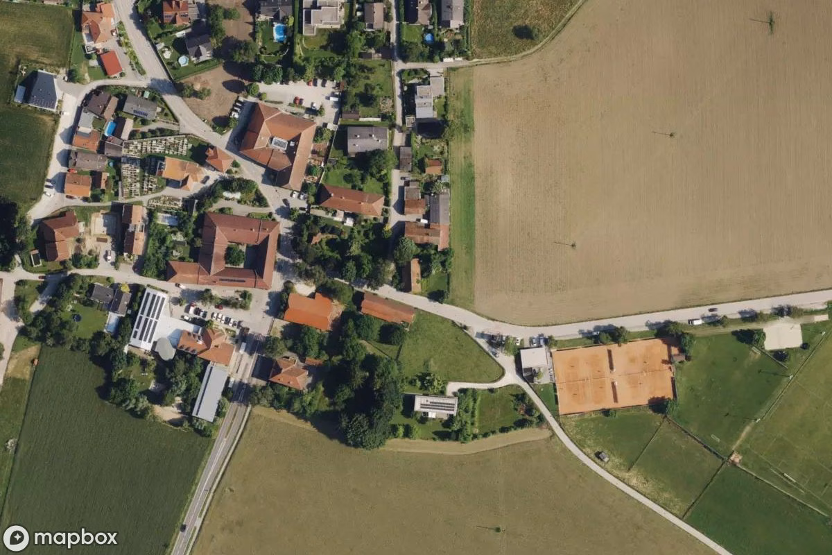 Aerial satellite view of Haus, an abandoned  in Kirchberg, Austria