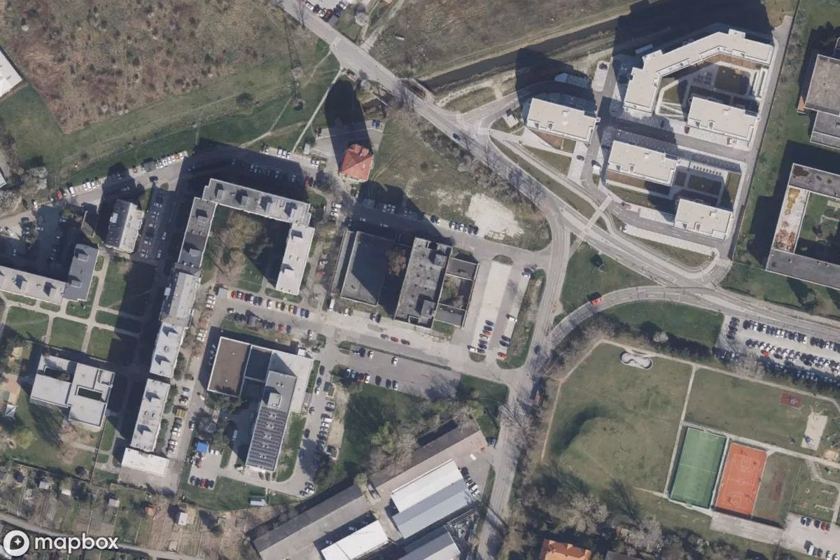 Aerial satellite view of Hotel, an abandoned Hotel in Bratislava, Slovakia