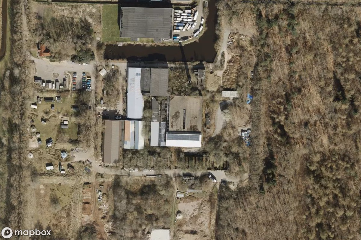 Satellitbild från luften av Fabrik, en övergiven Fabrik i Ter Apel, Nederländerna
