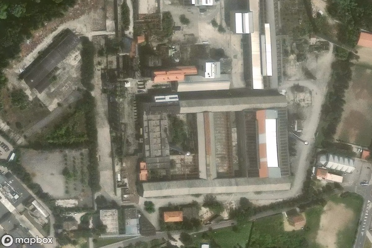 Aerial satellite view of Fabrik Zona 21, an abandoned Factory in Ascoli Piceno, Italy