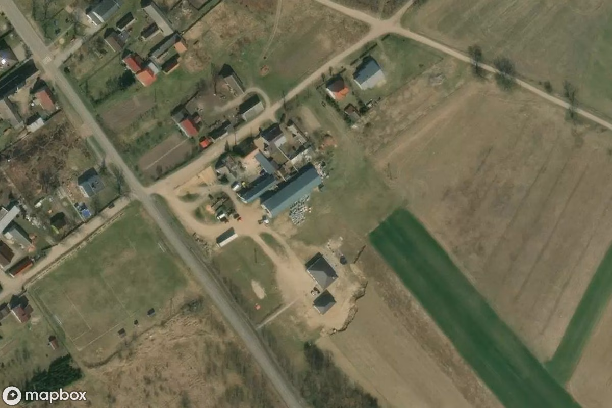 Aerial satellite view of Fabrik Bordel, an abandoned Factory in Czarnów, Poland
