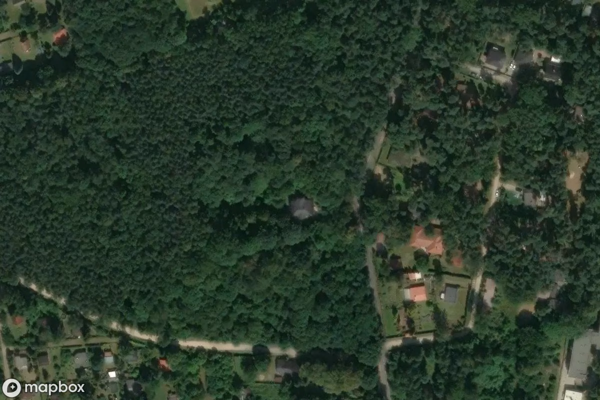 Aerial satellite view of Palais Grotniki, an abandoned Castle in Ustronie, Poland