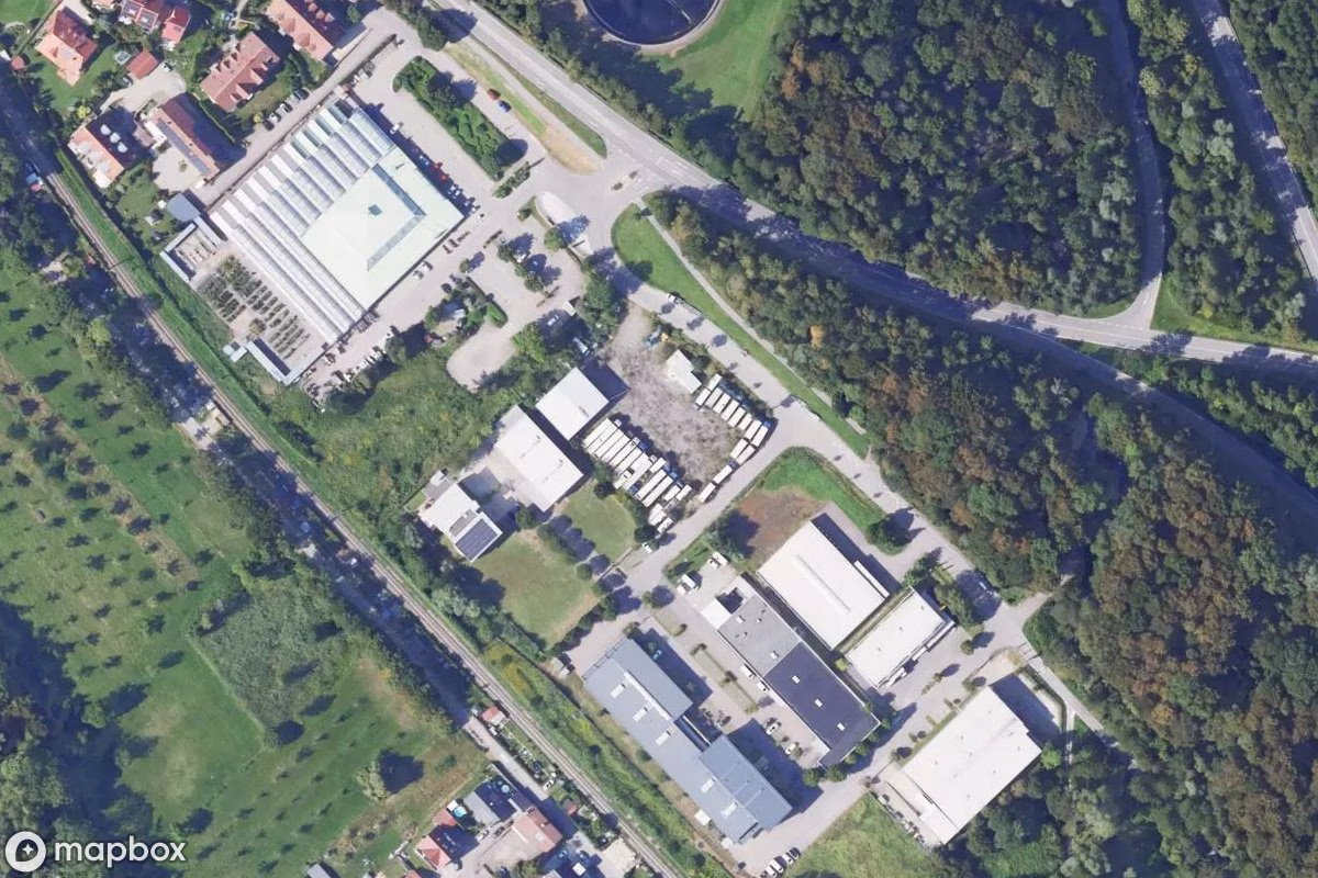 Aerial satellite view of LKW-Friedhof, an abandoned Cemetery in Friedrichshafen, Germany