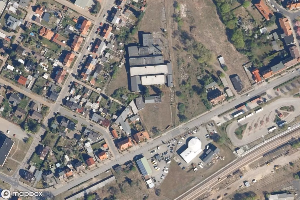 Aerial satellite view of Ausbildungsstätte, an abandoned School in Perleberg, Germany