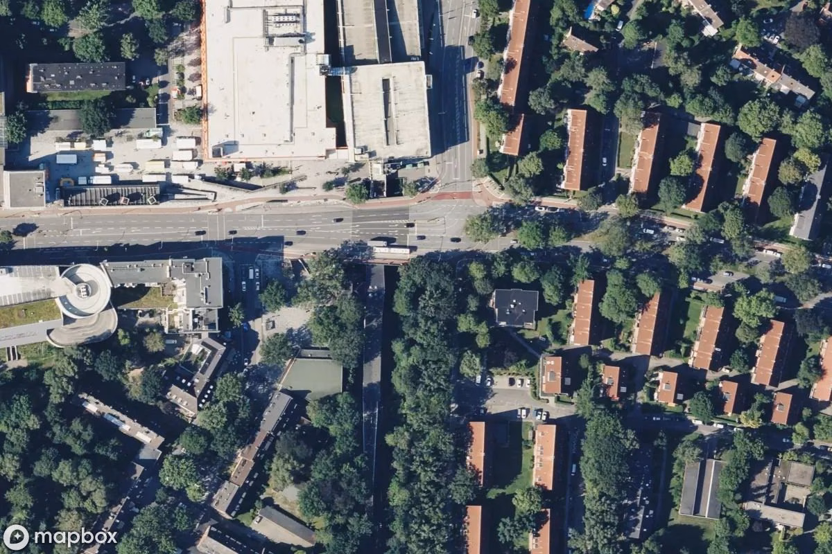 Satellittbilde fra luften av Eisenbahntunnel, et forlatt Tunnel i Hamburg, Tyskland