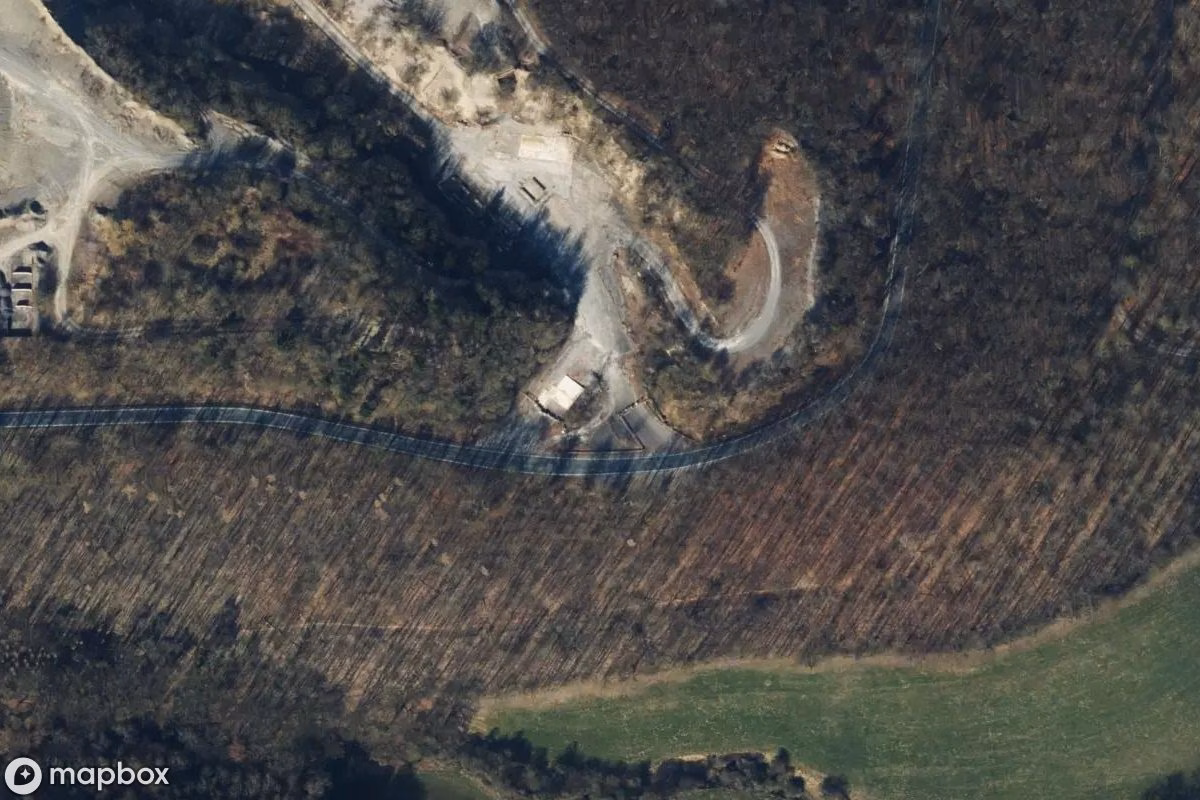 Satellitbild från luften av Steinbruch, en övergiven Gruva i Vahlbruch, Tyskland