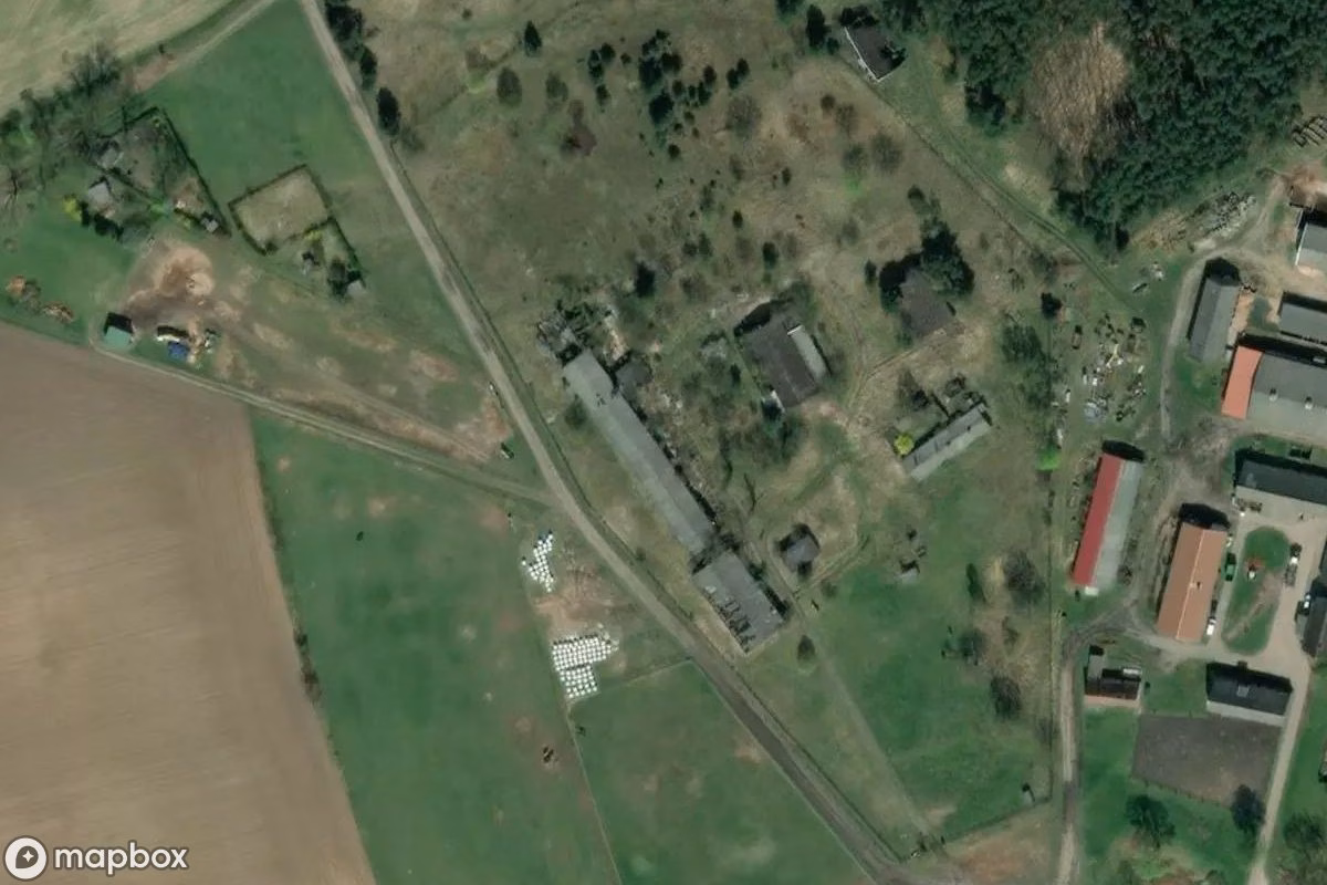 Satelitní letecký pohled na Fabrik, opuštěné Továrna v Havelberg, Německo