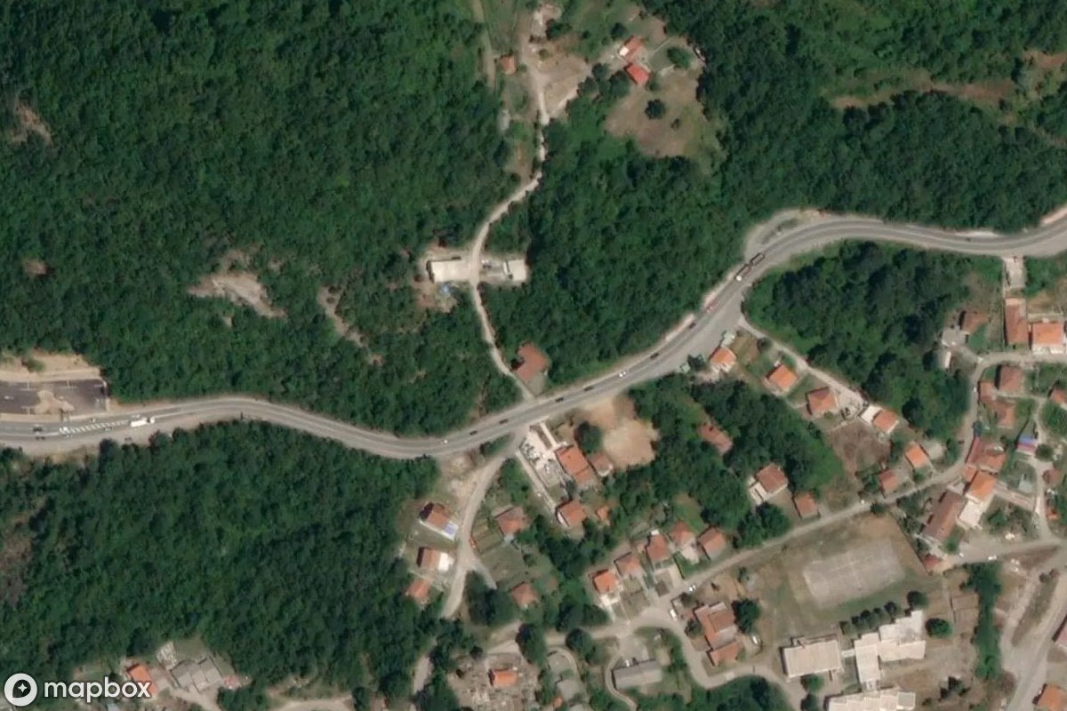 Aerial satellite view of Lost Place, an abandoned  in Sotonići, Montenegro