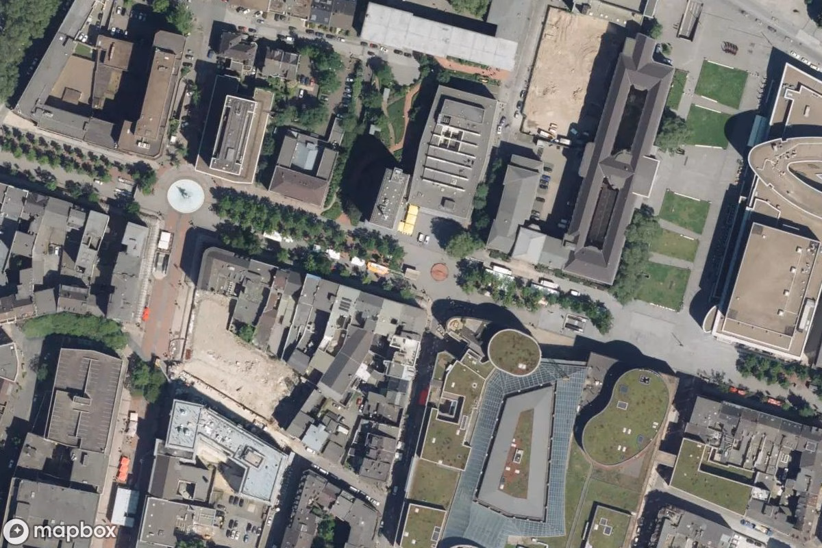 Aerial satellite view of Bunker - LEGAL, an abandoned Bunker in Duisburg, Germany