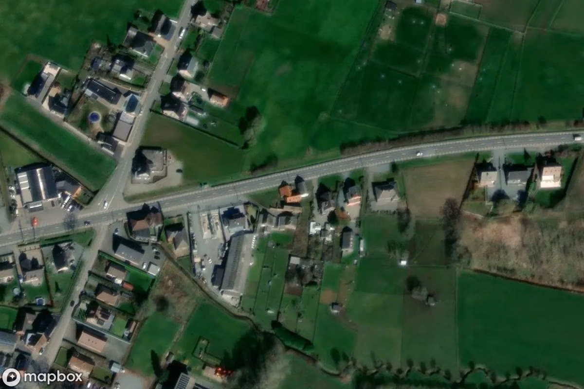 Aerial satellite view of Bauernhof Witteman, an abandoned Farm in Lierde, Belgium