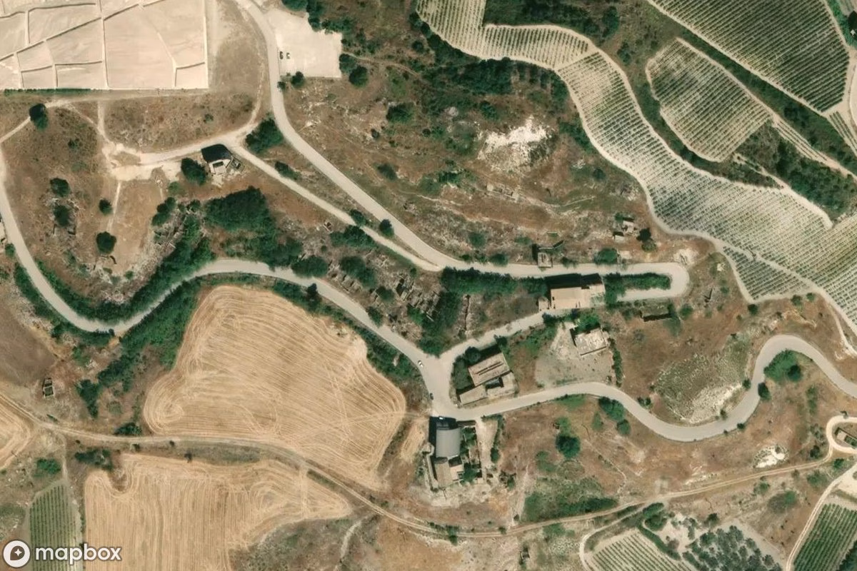 Aerial satellite view of Ruinen von Gibellina, an abandoned Ruin in Gibellina, Italy
