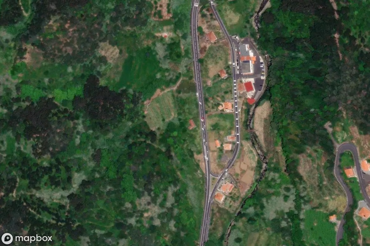 Aerial satellite view of Ruine, an abandoned Ruin in São Vicente, Portugal