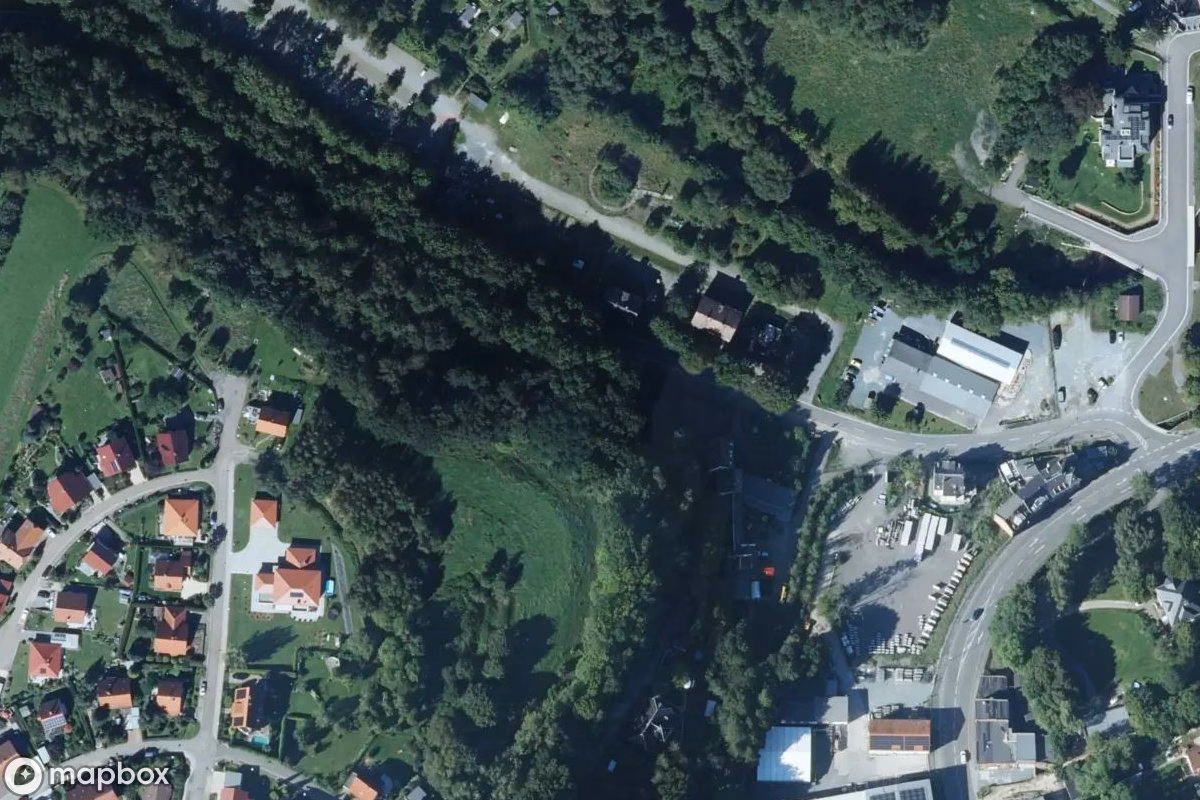 Aerial satellite view of Bunker, an abandoned Bunker in Netzschkau, Germany