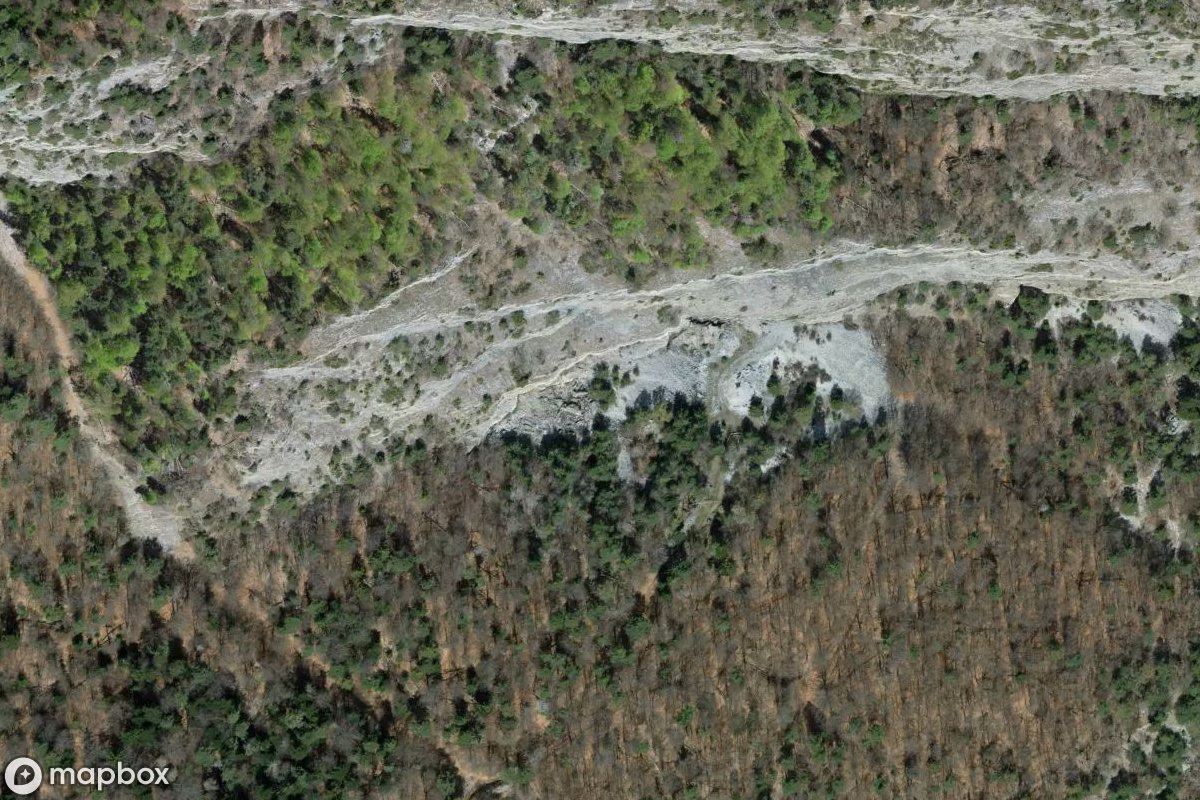 Aerial satellite view of Cipolin-Marmormine, an abandoned Mine in Saillon, Switzerland