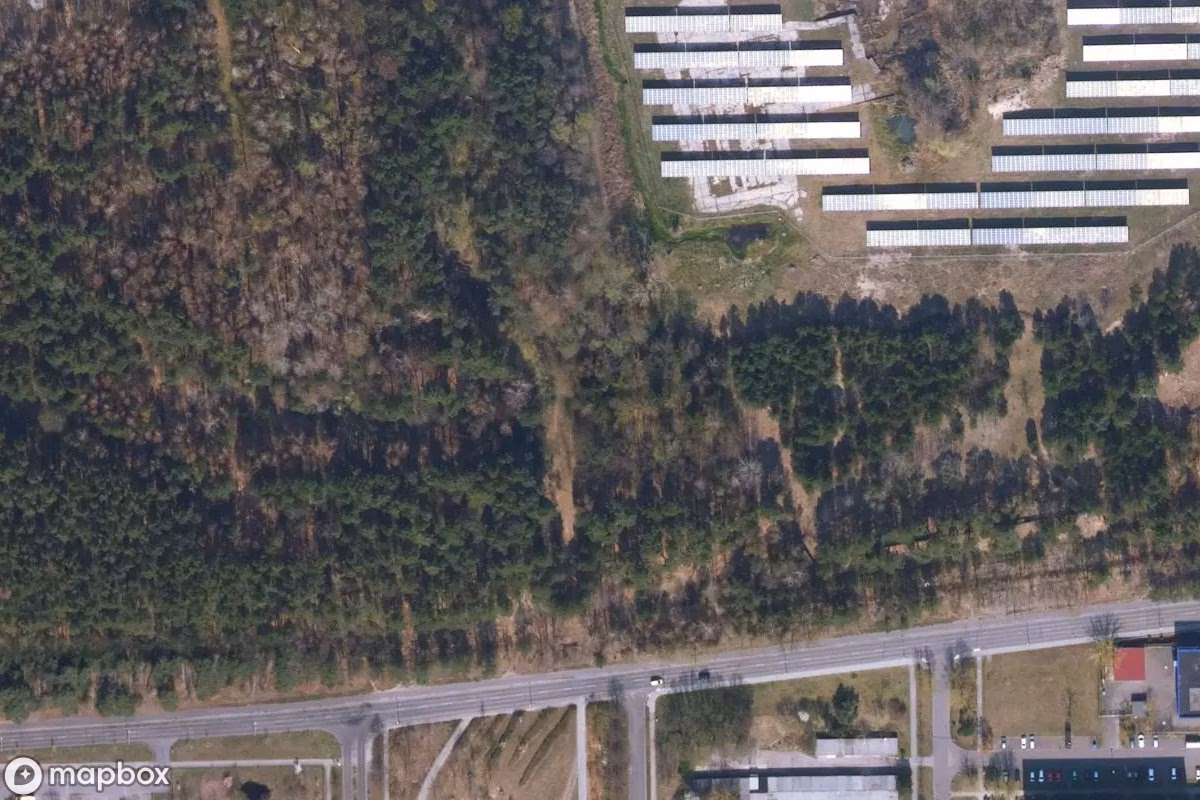 Aerial satellite view of Friedhof Wolfswinkel, an abandoned Cemetery in Eberswalde, Germany