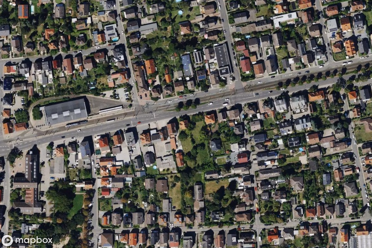 Aerial satellite view of Haus, an abandoned  in Griesheim, Germany