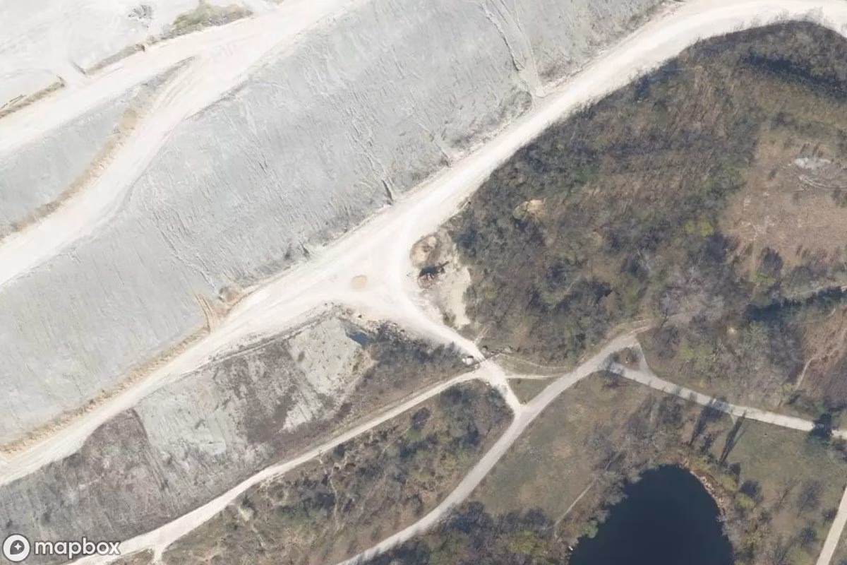 Aerial satellite view of Bagger, an abandoned Vehicle in Rüdersdorf bei Berlin, Germany