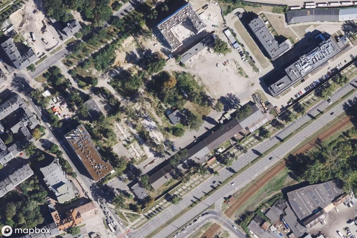 Satellitbillede set fra luften af Stalownia Studio One, et forladt Fabrik i Warsaw, Polen