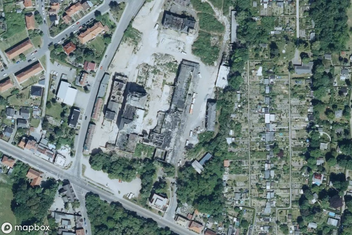 Aerial satellite view of Brauerei, an abandoned Factory in Leipzig, Germany