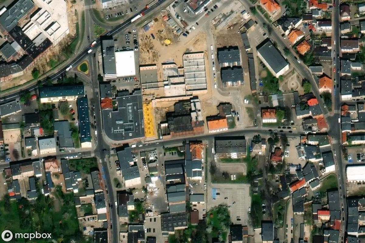 Satellitbillede set fra luften af Brauerei Krotoszyn, et forladt Fabrik i Krotoszyn, Polen