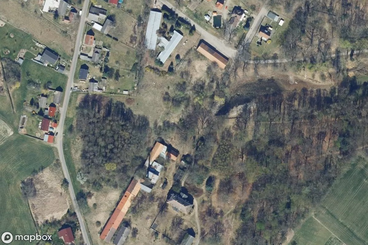 Aerial satellite view of Schloss, an abandoned Castle in Sembten, Germany