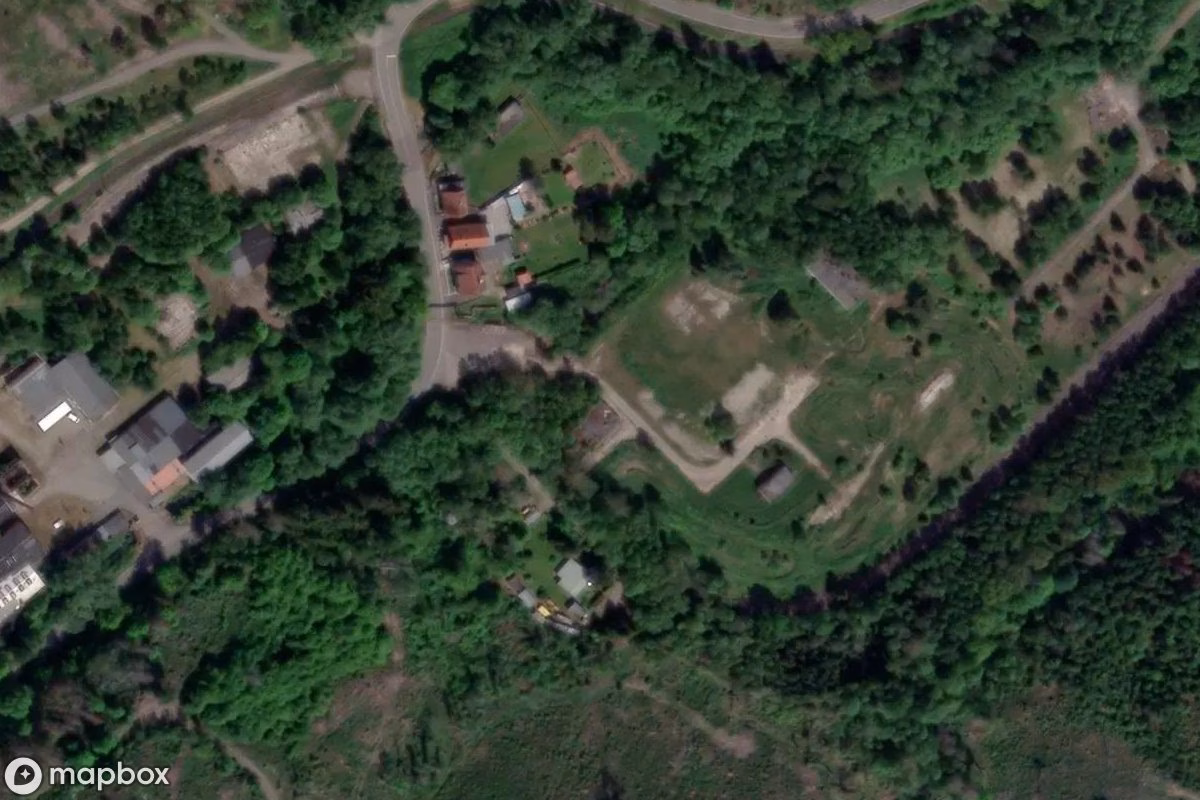 Aerial satellite view of Sprengstoffwerk, an abandoned Factory in Harzgerode, Germany