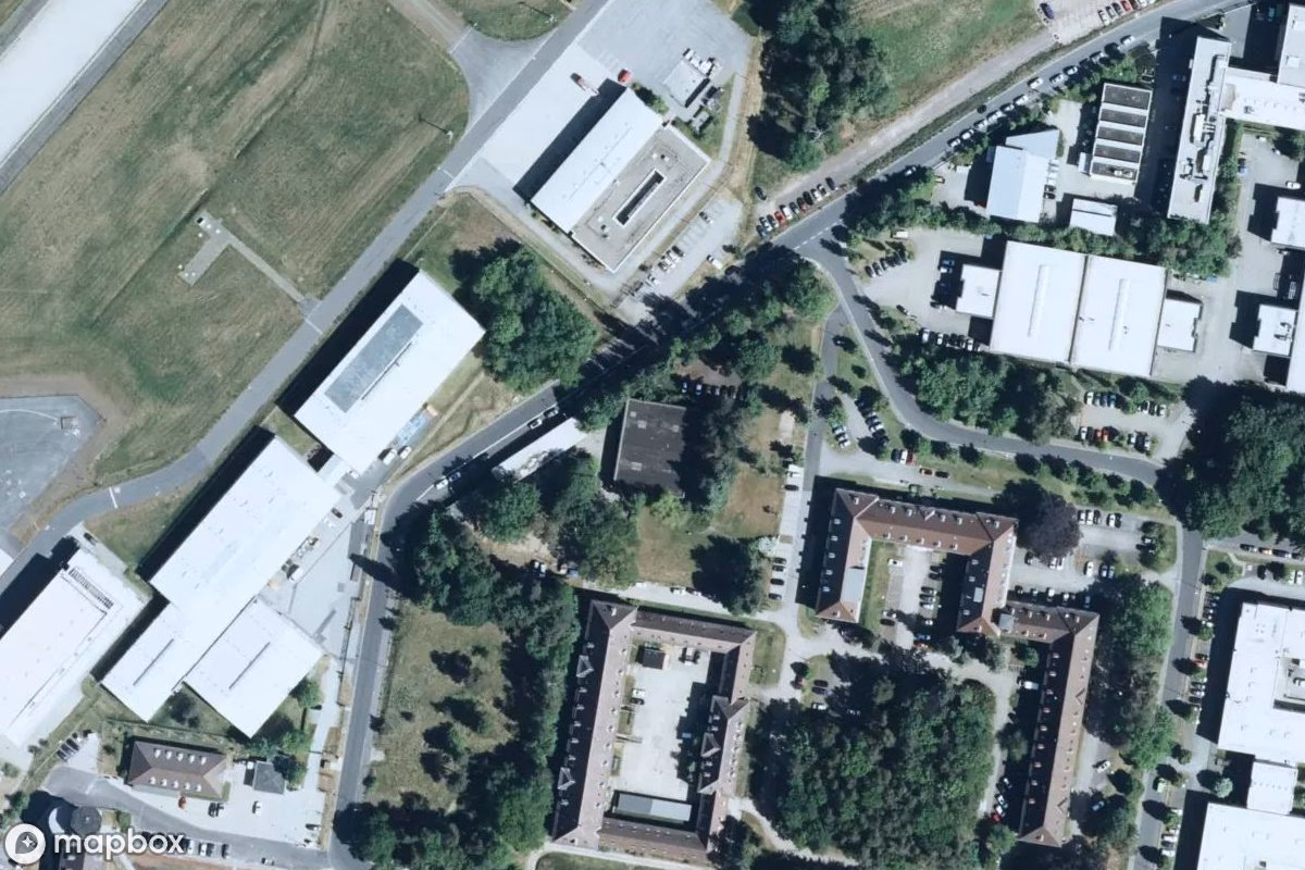 Satellitbillede set fra luften af Lagerhalle, et forladt Industri i Dresden, Tyskland