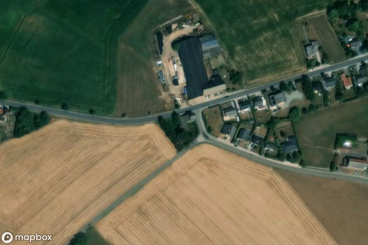 Aerial satellite view of Lost Place, an abandoned  in Nalinnes, Belgium