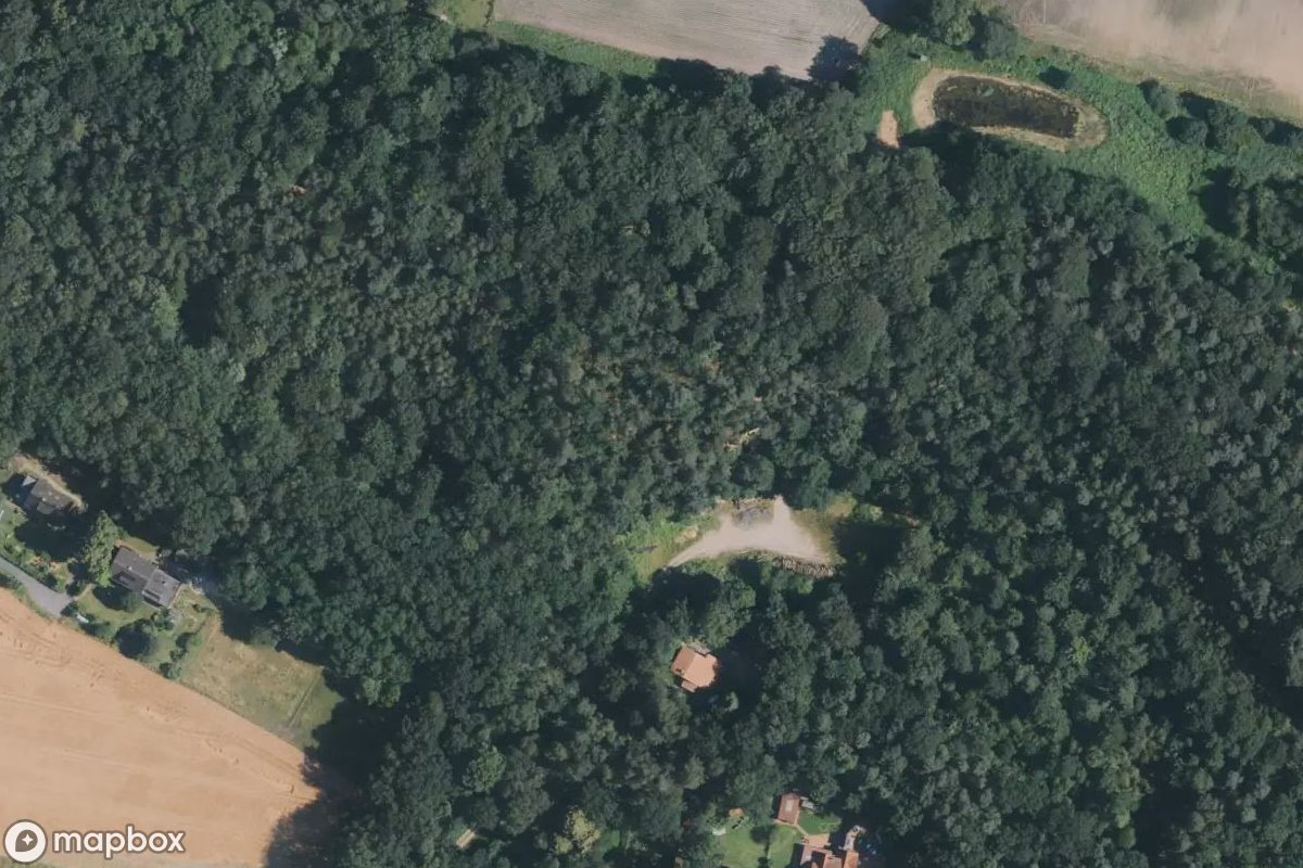 Aerial satellite view of Die Hexenhöhle, an abandoned  in Hörstel, Germany