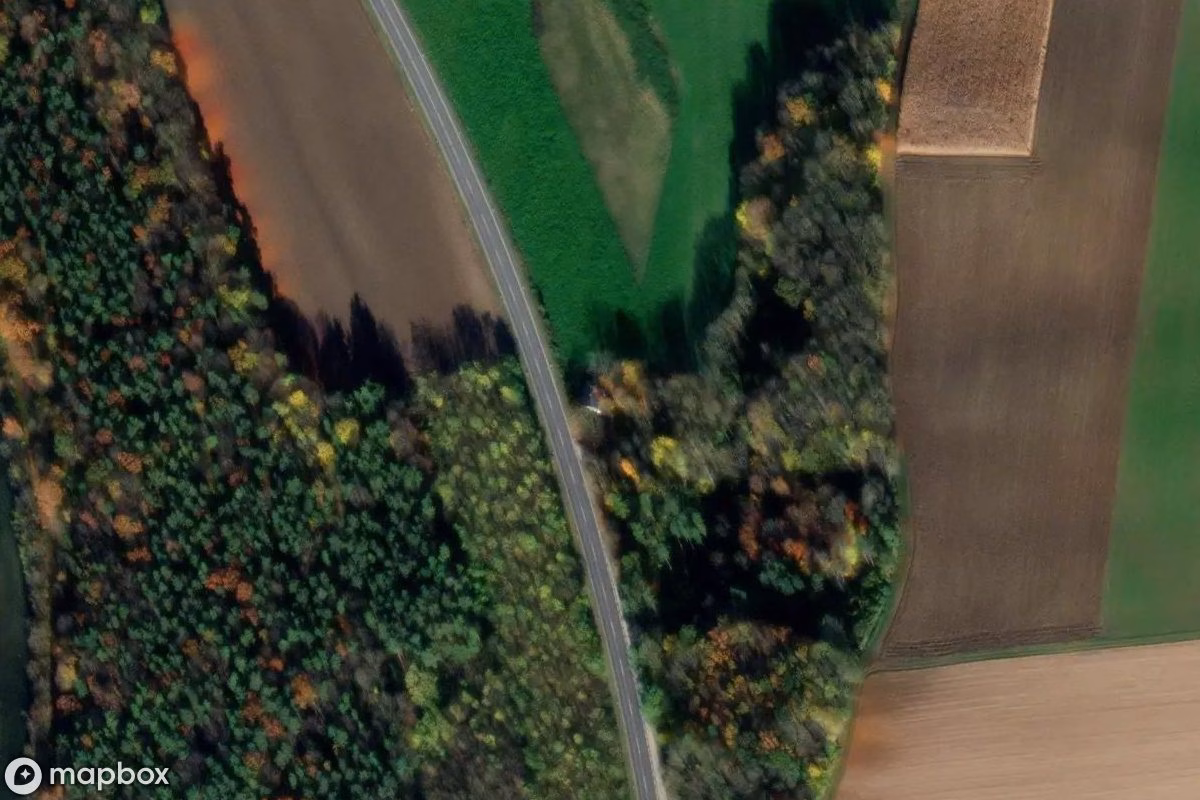 Aerial satellite view of Haus, an abandoned in Rennersdorf, Austria