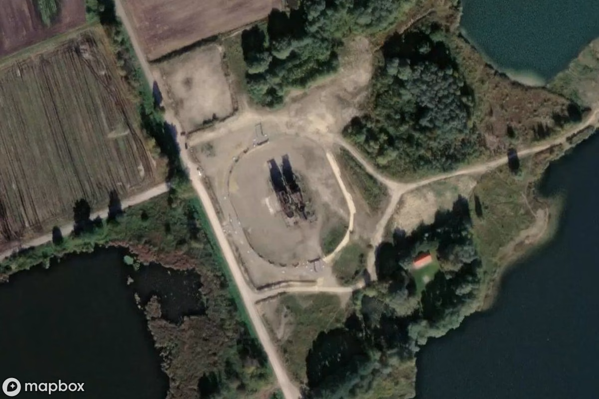 Satelitarny widok z lotu ptaka Kieswerk, opuszczone Fabryka w Günzburg, Niemcy