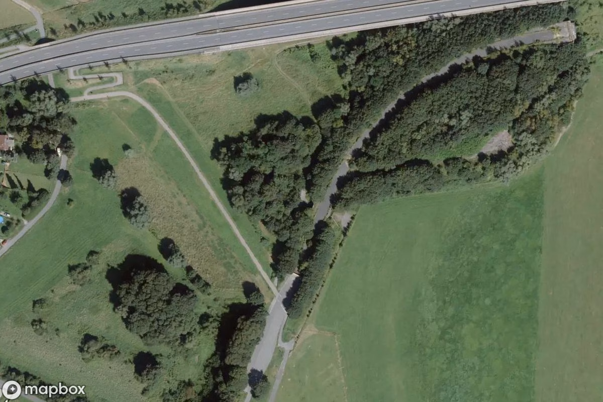 Aerial satellite view of Fort, an abandoned Military Site in Wesel, Germany