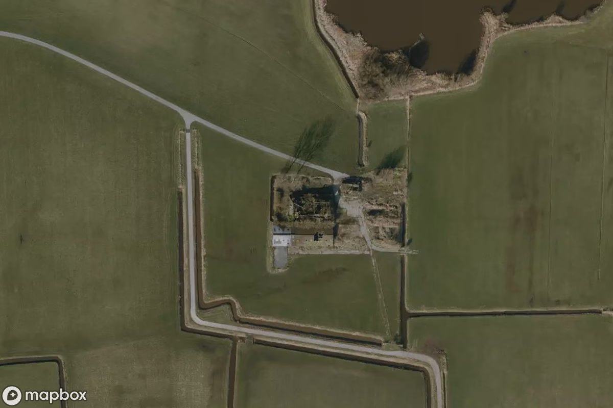 Aerial satellite view of Bauernhof, an abandoned Farm in Greonterp, Netherlands