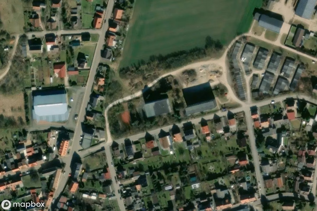 Aerial satellite view of Förderschule, an abandoned School in Nebra (Unstrut), Germany